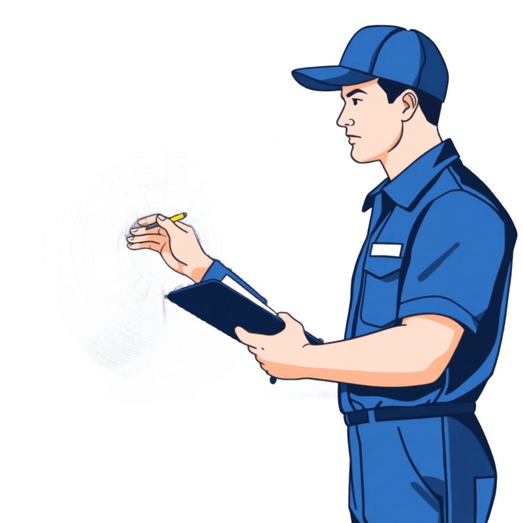 Technician inspecting an AC unit for expert blog guidance